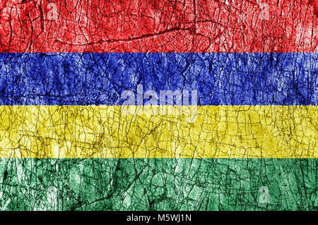 Groll Stein Mauritius Flagge bemalt Stockfoto