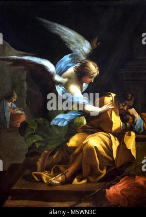 Traum des Hl. Josef 1772 FRANCISCO JOSÉ DE Goya y Lucientes (1746-1828) am 18./19., Jahrhundert, Spanien, Spanisch, (die Arbeit zeigt den Hl. Josef, Bräutigam der Jungfrau Maria, die in Träumen gewarnt, dass Er floh mit seiner Familie nach Ägypten das Baby Jesus aus von König Herodes der Große, der seinem Tod suchte, getötet zu werden, zu speichern. ) Stockfoto