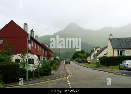 Glencoe Hauptstraße mit dem Brei von Glencoe Stockfoto