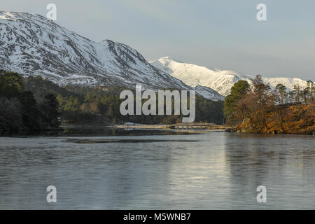 Schottischer winter Szenen im Glen Affric, Scottish Highlands, Schottland, Großbritannien. Stockfoto