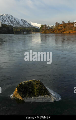 Schottischer winter Szenen im Glen Affric, Scottish Highlands, Schottland, Großbritannien. Stockfoto