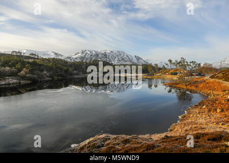 Schottischer winter Szenen im Glen Affric, Scottish Highlands, Schottland, Großbritannien. Stockfoto