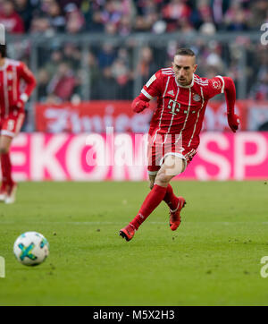 24. Februar 2018, Deutschland, München - Fußball, Bundesliga, FC Bayern München gegen Hertha BSC, Allianz Arena: Münchens Frack Ribery in Aktion. - Keine LEITUNG SERVICE - Foto: Thomas Klausen/dpa-Zentralbild/ZB Stockfoto