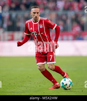 24. Februar 2018, Deutschland, München - Fußball, Bundesliga, FC Bayern München gegen Hertha BSC, Allianz Arena: Münchens Frack Ribery in Aktion. - Keine LEITUNG SERVICE - Foto: Thomas Klausen/dpa-Zentralbild/ZB Stockfoto