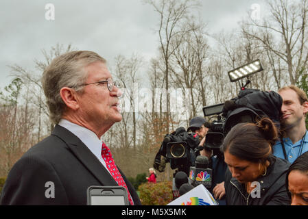 Charlotte, NC, USA. 26. Februar, 2018. Pfr. Don Wilton, Pastor der First Baptist Spartanburg, freundete sich mit Billy Graham und diente als sein Pastor. Er teilte viele Geschichten und betonte die Demut und die Güte der Reverend. Schloss Bilder/Alamy Leben Nachrichten. Stockfoto