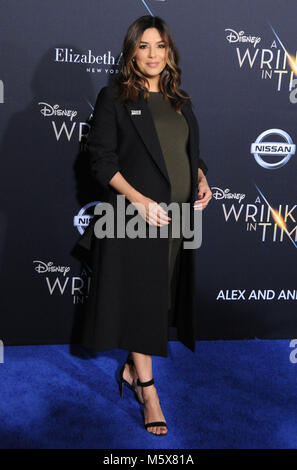 Los Angeles, USA. 26 Feb, 2018. Schauspielerin Eva Longoria besucht die Weltpremiere von Disney's "A Wrinkle In Time" am El Capitan Theatre am 26. Februar in Los Angeles, Kalifornien 2018. Foto von Barry King/Alamy leben Nachrichten Stockfoto