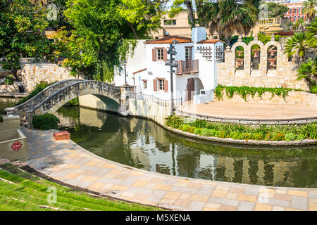 Historischen La Valita Arneson River Theater, River Walk, San Antonio, Texas Stockfoto