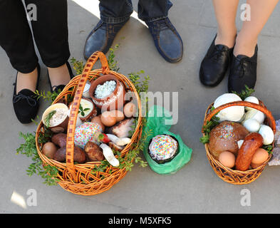 Ostern Korb, Eier, paskha, Urlaub, Orthodoxen, Ostern, Stockfoto