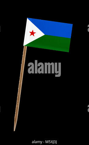 Zahn pick Witz ein kleines Papier Flagge Dschibuti auf einem schwarzen Bildschirm für chromakey Stockfoto
