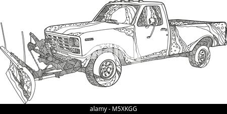 Doodle art Illustration von einem schneepflug Schneepflug oder Lkw mit Schneepflug Blade in Mandala Stil ausgestattet. Stock Vektor