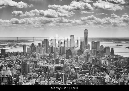 Schwarz-weiß Bild der Skyline von New York City, USA. Stockfoto