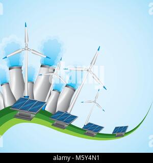 Energie oder Kraft generation Quellen erneuerbare Solar und Wind Kernkraftwerke Stock Vektor