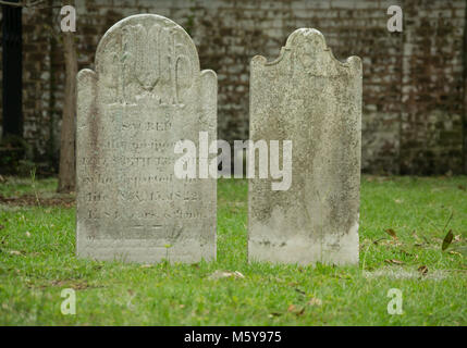 Graveyard-Headstones in Savannah, GA Stockfoto