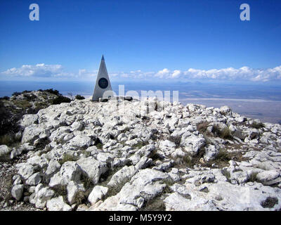 Guadalupe Peak Denkmal. Stockfoto