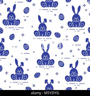 Nahtlose Muster mit Ostern Symbole. Kaninchen, verzierten Eiern. Stock Vektor