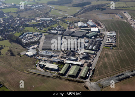 Luftaufnahme von hixon Airfield Industrial Estate, Staffordshire, Großbritannien Stockfoto