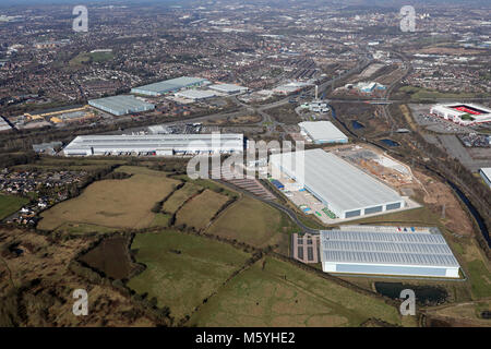 Luftaufnahme der industriellen Einheiten & Fabriken in Stoke-on-Trent, Staffordshire, Großbritannien Stockfoto