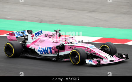 Force India Esteban Ocon in Tag zwei des Vorsaison-testprogramm auf dem Circuit de Barcelona-Catalunya, Barcelona. Stockfoto