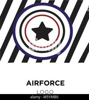 Airforce logo, militärische Streitkräfte Abzeichen und Labels vektor Icon mit schwarz gestylt Stern mit roten und schwarzen Linien Stock Vektor
