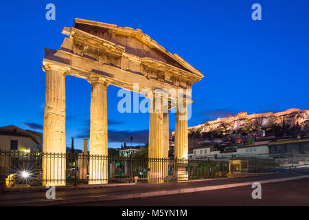 Tor von Athena Archegetis in Athen, Griechenland Stockfoto