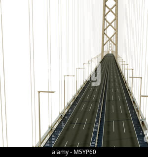 Akashi Kaiky Brücke auf Weiß. 3D-Darstellung Stockfoto