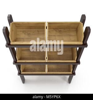 Bäckerei Lattenrost Regal Befestigung auf Weiß. 3D-Illustration, Freistellungspfad Stockfoto