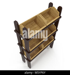 Bäckerei Lattenrost Regal Befestigung auf Weiß. 3D-Illustration, Freistellungspfad Stockfoto