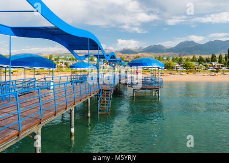 Karven resort Strand, Issyk Kul See, Kirgisistan, Zentralasien Stockfoto