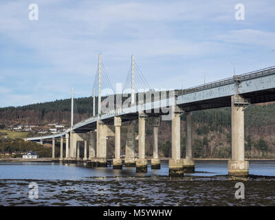 Die Kessock Bridge und North Kessock von Inverness. Eine Straßenbrücke (A9) anschließen, mit der Black Isle Inverness, Schottland, Großbritannien Stockfoto