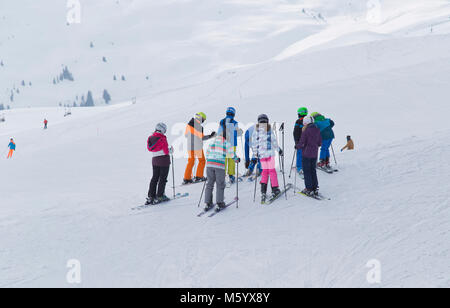 Skischule in Flims Schweiz Stockfoto