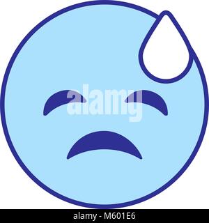 Emoticon cartoon Gesicht depressive blaue Träne Stock Vektor