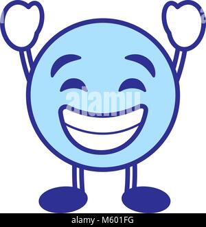 Emoticon cartoon Gesicht lächelt glücklich Zeichen blau Stock Vektor