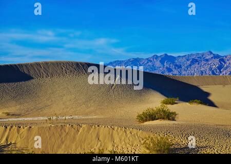 Drei Abstand Wanderer am Bergrücken von Mesquite Sanddünen im Death Valley Stockfoto