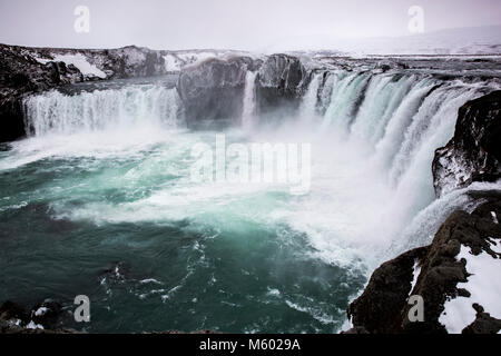 Godafoss Wasserfall, Skjalfandafljot Fluss, Thingeyjarsveit, Island Stockfoto