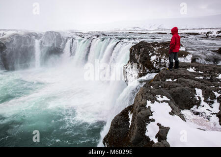 Godafoss Wasserfall, Skjalfandafljot Fluss, Thingeyjarsveit, Island Stockfoto