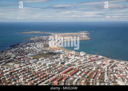 Luftaufnahme von Reykjavik, Island Stockfoto