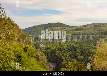 Nawnghkio: Goteik Viadukt (Gohteik Teik, Kr), Bahn Gestellbrücke,, Shan Staat, Myanmar (Birma) Stockfoto