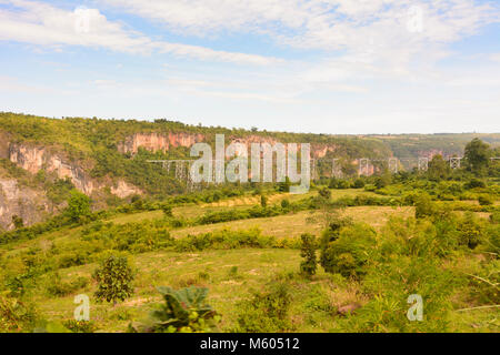 Nawnghkio: Goteik Viadukt (Gohteik Teik, Kr), Bahn Gestellbrücke,, Shan Staat, Myanmar (Birma) Stockfoto