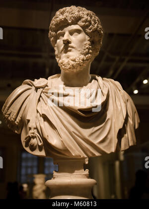 Marmor Skulptur Büste von Co-Emperor Lucius Verus mit Marcus Aurelius AD 161-169 Rom Stockfoto