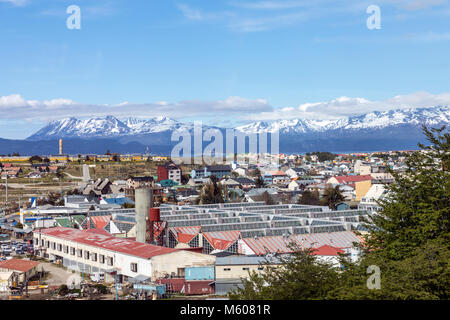 Blick auf Ushuaia von Hotel Las Lengas; Ushuaia, Argentinien Stockfoto