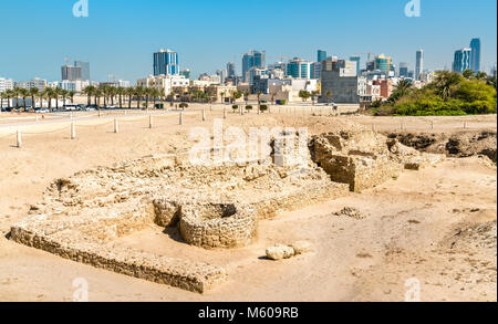 Antike Ruinen in Bahrain Fort. Weltkulturerbe der UNESCO Stockfoto