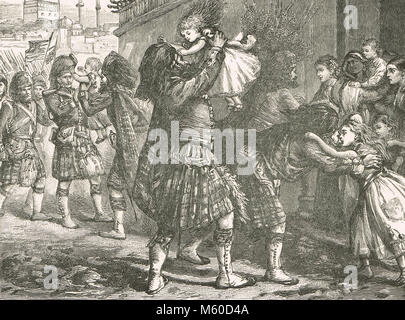 Erste Linderung von Lucknow, 1857, Highlanders Kinder Rettung
