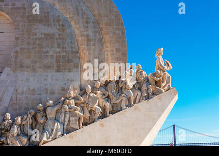 Detail der berühmten Monument der Entdeckungen in Belém von Lissabon, Portugal. Stockfoto