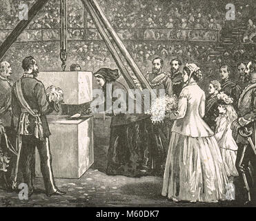 Queen Victoria legen den Grundstein, der Royal Albert Hall, 20. Mai 1867 Stockfoto