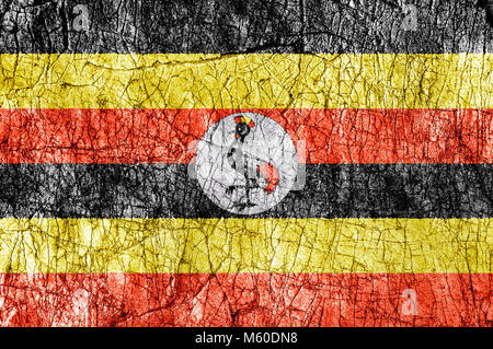 Groll Stein Uganda Flagge bemalt Stockfoto