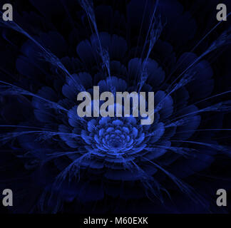 Hell abstrakt Fractal blaue Blumen, Fraktale Blumen Fantasy Stockfoto