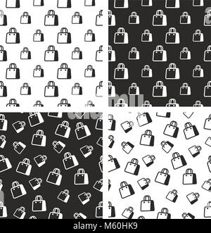 Shopping Bag oder Papiertüte nahtlose Muster festlegen Stock Vektor