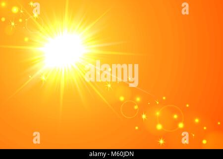 Vector Illustration von gelben sunny Hintergrund mit Sonne und lens flare Stock Vektor