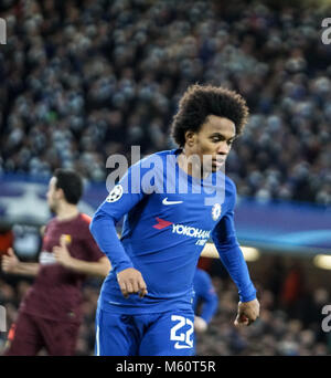 Februar 20, 2018 - London, Vereinigtes Königreich - William von Chelsea während der UEFA Champions League Achtelfinale Hinspiel Match zwischen dem FC Chelsea und dem FC Barcelona an der Stamford Bridge. (Bild: © DSC 01735.jpg /SOPA Bilder über ZUMA Draht) Stockfoto