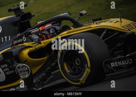 Barcelona, Spanien. 27 Feb, 2018. CARLOS SAINZ JR. (ESP) treibt in seinem Renault RS18 während der 2. Tag des Formel-1-Prüfung am Circuit de Catalunya Credit: Matthias Oesterle/Alamy leben Nachrichten Stockfoto